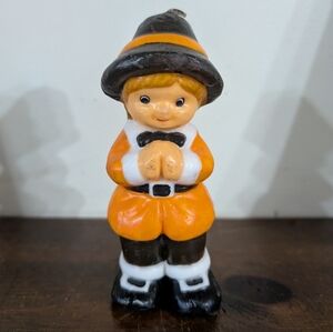 Vintage Pilgrim Boy Thanksgiving Candle Autumn Fall Decor Holiday Decorations
